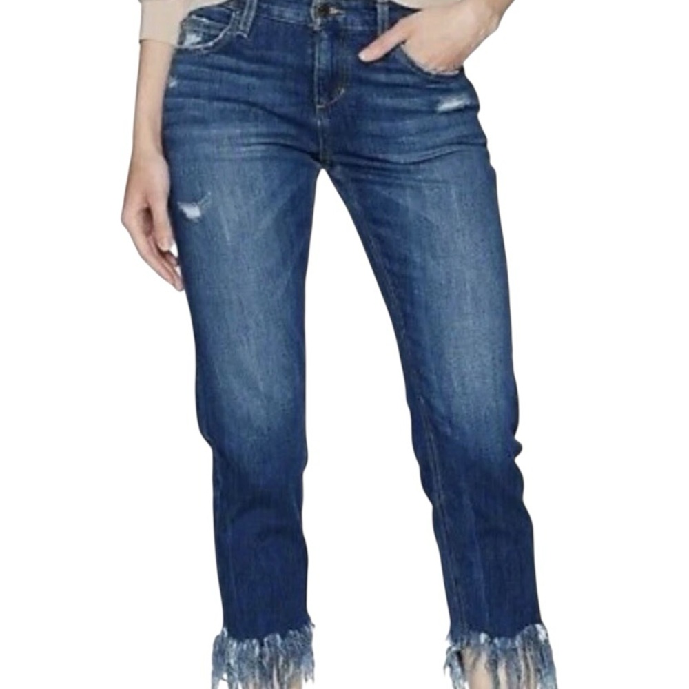 Joe’s Jeans Women’s Blue Size 25 Ex-Lover Boyfriend Crop Fringed Hem